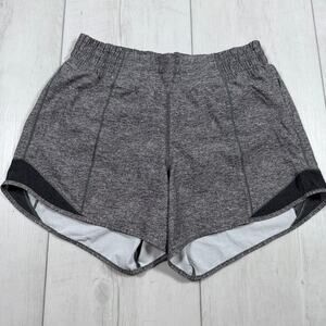 Lululemon Hotty Hot Short *Long 4" Heather Gray Black Size 4 Running High Rise